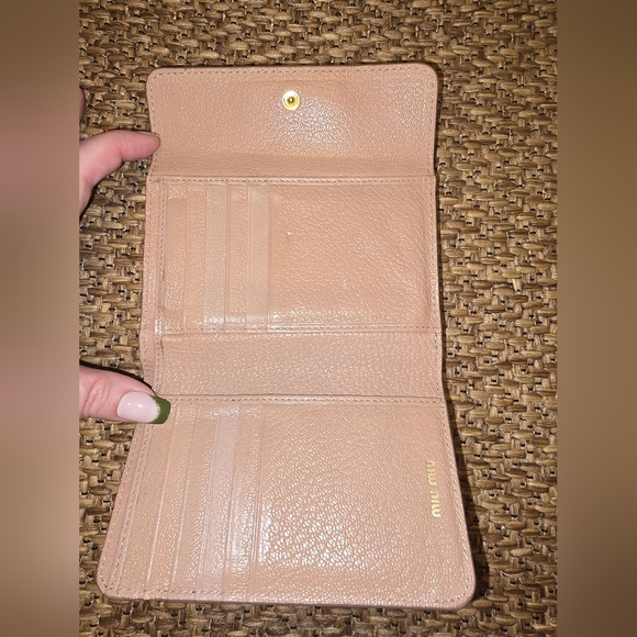 Miu Miu Blush Leather Trifold Wallet - Picture 2 of 8